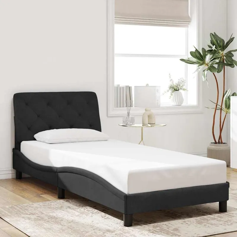 Cadre de lit sans matelas noir 90x200 cm velours
