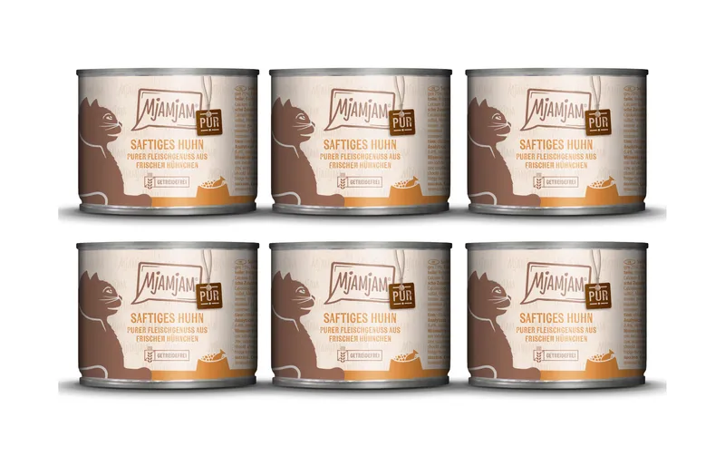 Mjamjam Nassfutter Dose Huhn pur, 6 x 200 g