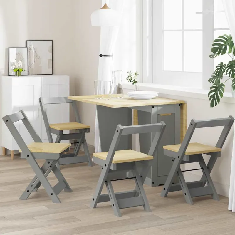 Klappstühle, 4 pezzi, Modell „Corona“, graues legno massiccio pino