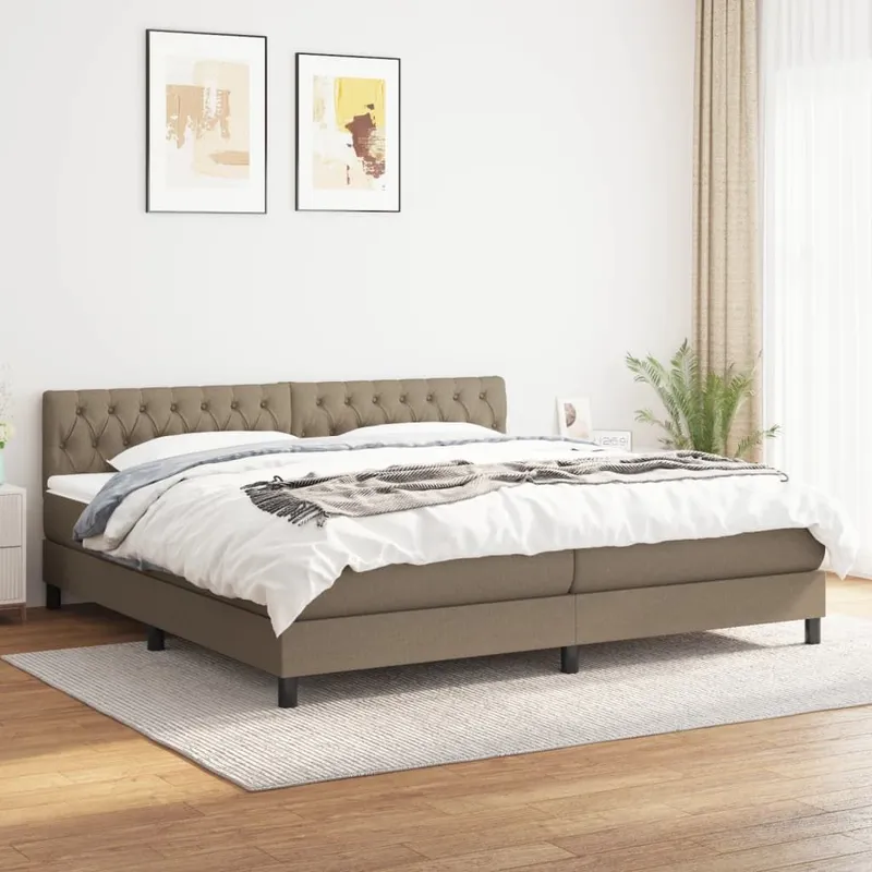 letto boxspring mit Matratze Taupe 200x200 cm tessuto
