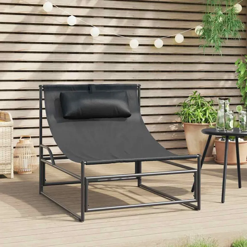 Chaise longue de jardin anthracite 87 x 74 x 73 cm Acier et textilène