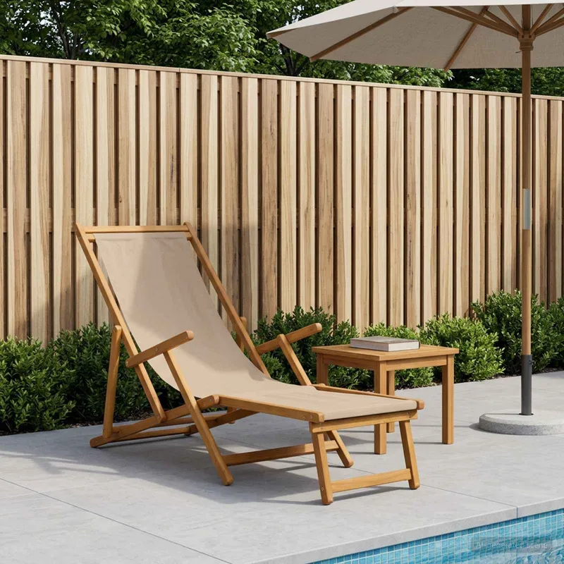 Chaise longue pliante 3 Position Bois d'eucalyptus massif Taupe