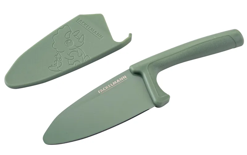 Fackelmann Kinder Küchenmesser MiniCooking Dino, Graugrün