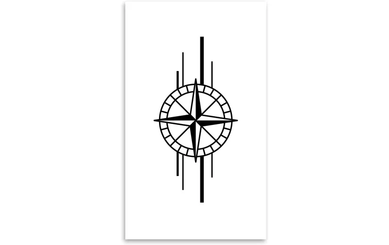 minink Tattoo Kompass con Linien Grösse: L (4.0 cm x 8.0 cm)
