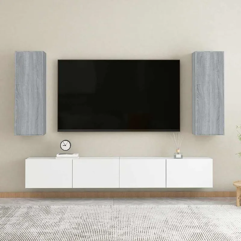 TV-Schränke 2 Stk. Grau Sonoma 30,5x30x90 cm Holzwerkstoff
