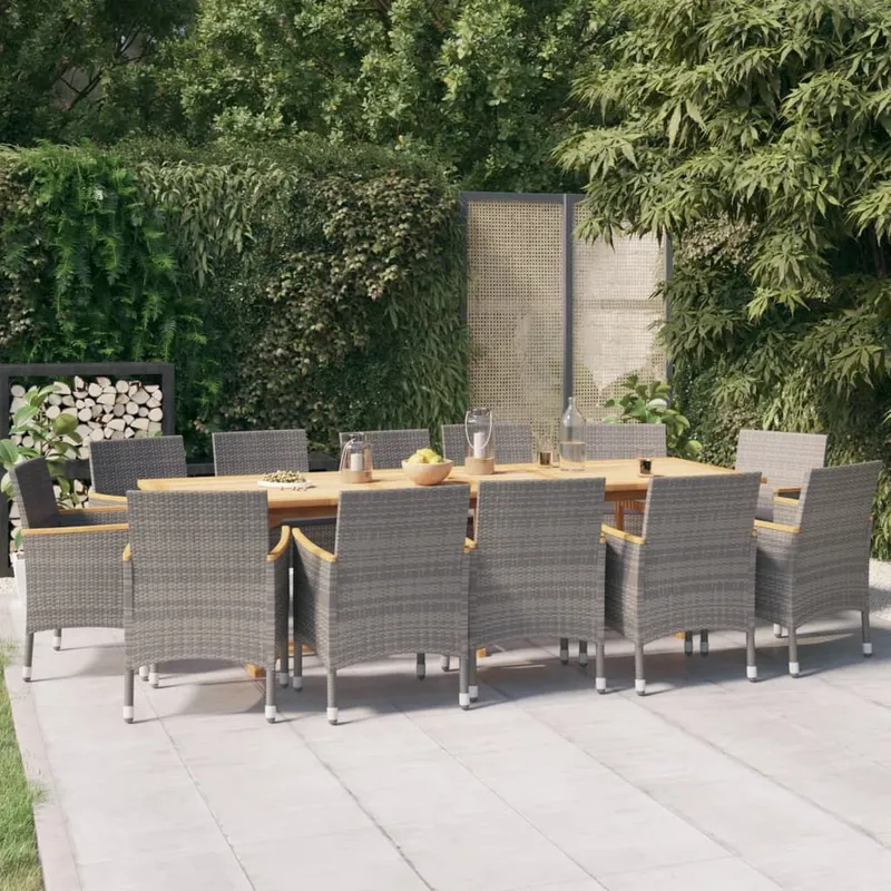 13-tlg. Garten-Essgruppe mit Kissen grigio