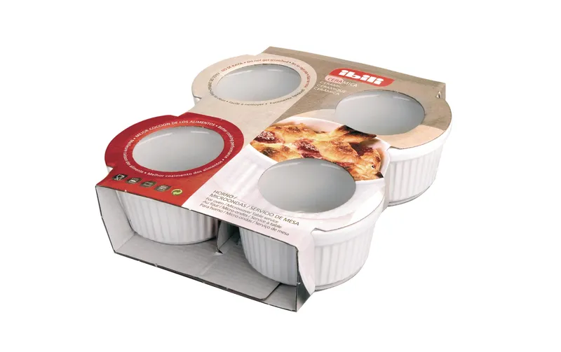 Ibili Auflaufform-set Crème Brûlée 4 pezzi, Rund, bianco