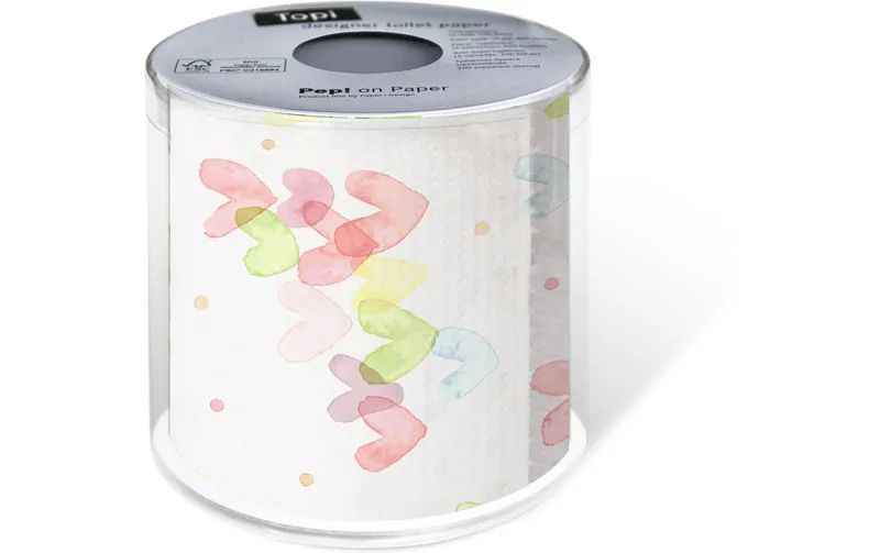 Paper + Design Toilettenpapier Hearts Pastel Rollen, 3-lagig, multicolore