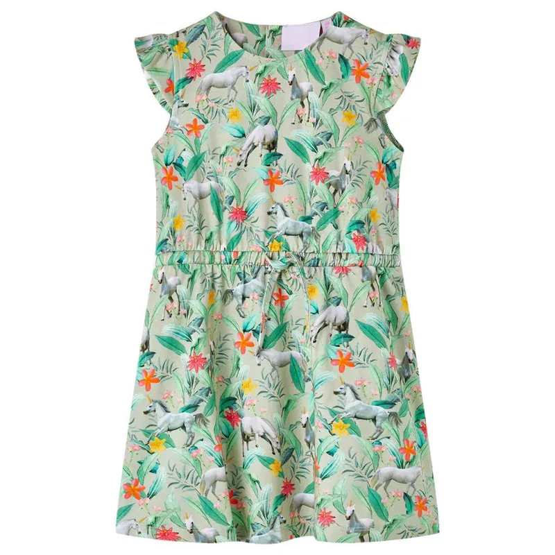 Robe enfants à manches kaki clair 104