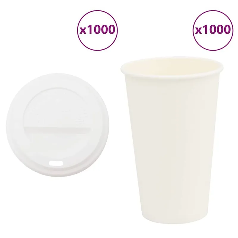 Pappbecher mit Deckeln 1000 Stk. 16oz 400ml