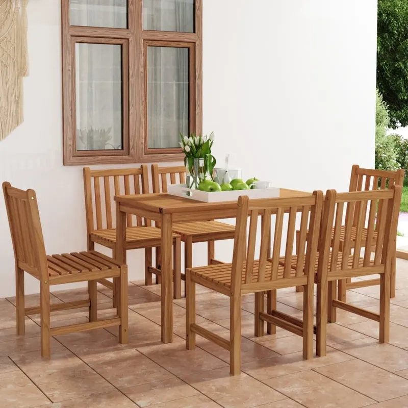 7-teiliges Garten-Ess-Set 120 x 70 cm Massivholz Teak