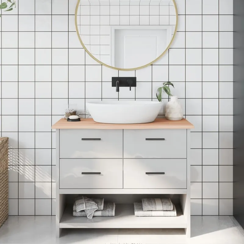 Comptoir de salle de bain 100x40x2 cm bois massif non traité