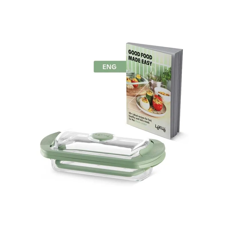 Lékué Glas-Daampfgarer und Buch auf Englisch 0.75 l, Transparent
