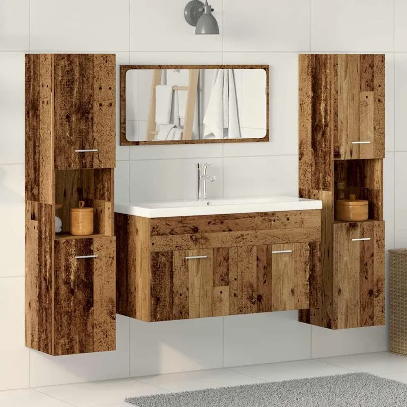 4-tlg. Badmöbel-Set Altholz-Optik derivato del legno