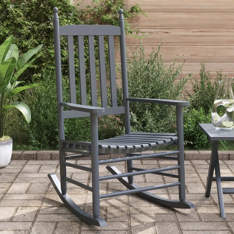 Schaukelstühle mit Gebogenen Sitzen 2 Stk. grey Pappelholz