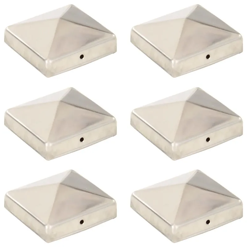 Pfostenkappen 6 Stk. Pyramide Edelstahl 81 x 81 mm