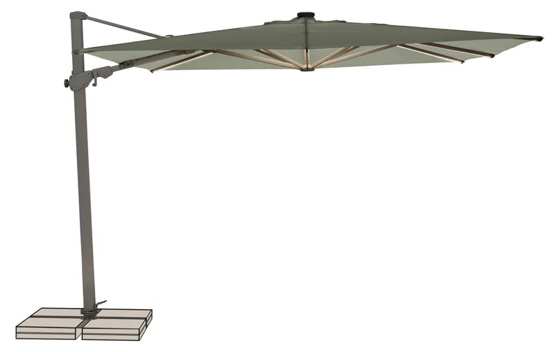 Suncomfort by Glatz Sonnenschirm Varioflex Solar LED, 300 x 300 cm, Light Grey