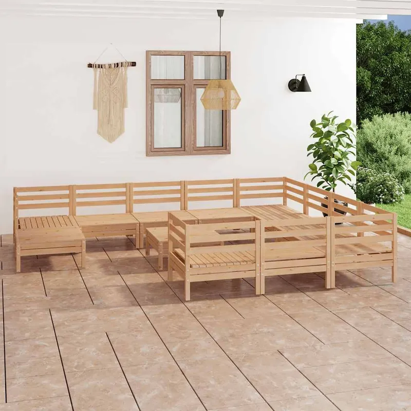 12-tlg. Garten-Lounge-Set Massivholz Kiefer