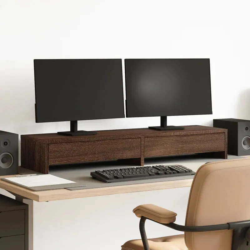 Monitorständer con cassetti roveren-Optik 100x27x15 cm
