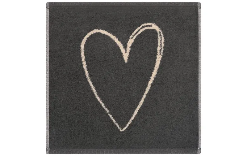 Cawö Waschlappen Heart Beats 30 x 30 cm, Beige/gris