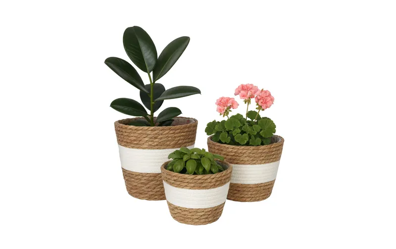relaxdays Blumentopf 3er Set white