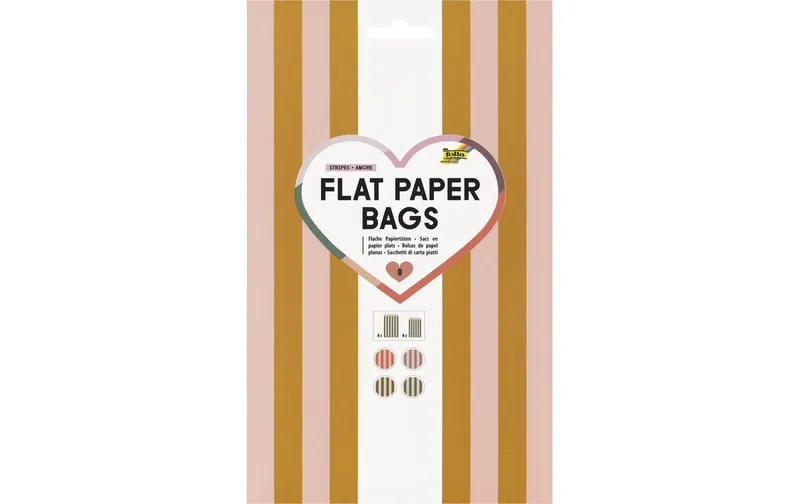 Folia Flat Paper Bags Stripes AMORE 8 pièces