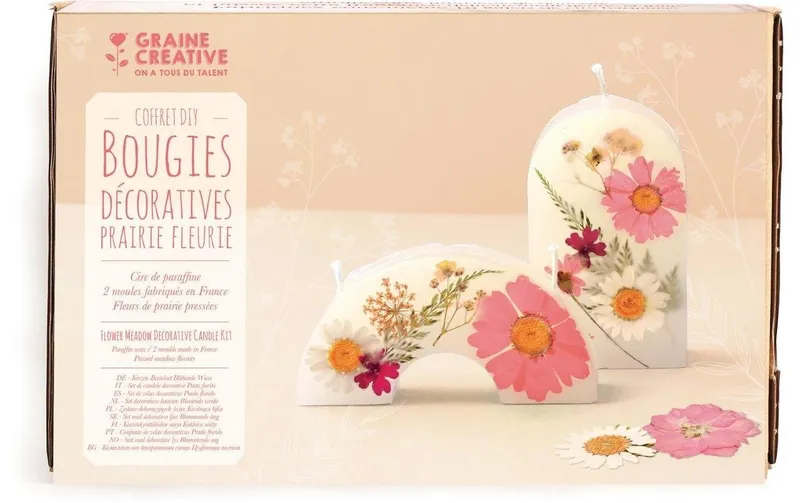 Graine Créative Kerzen-DIY-Set Blumenwiese mit getrockneten Blumen