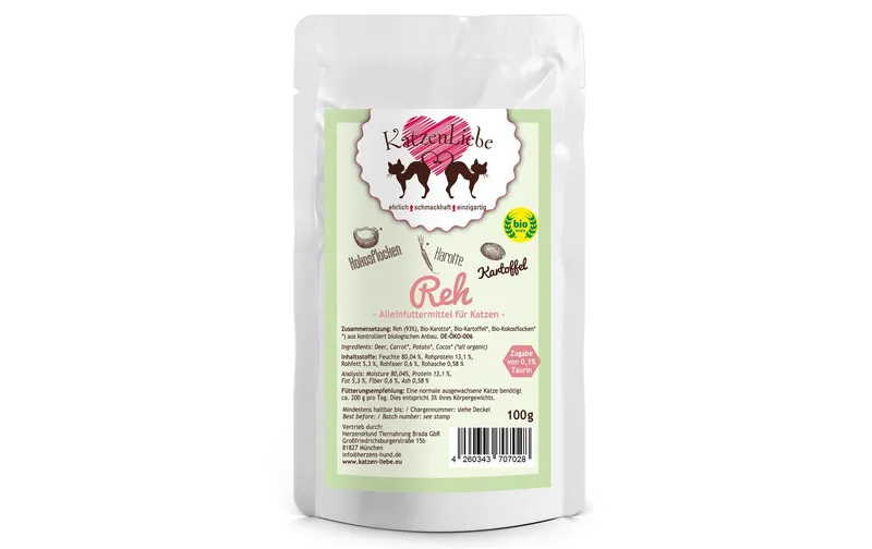 KatzenLiebe Nassfutter Reh mit Bio-Kartoffel, 100 g