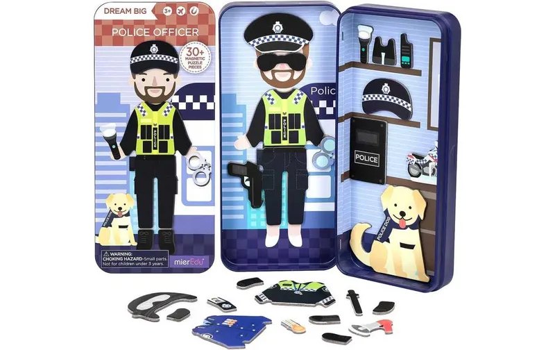 mierEdu Kinderspiel Reise-Magnetspielbox – Polizist