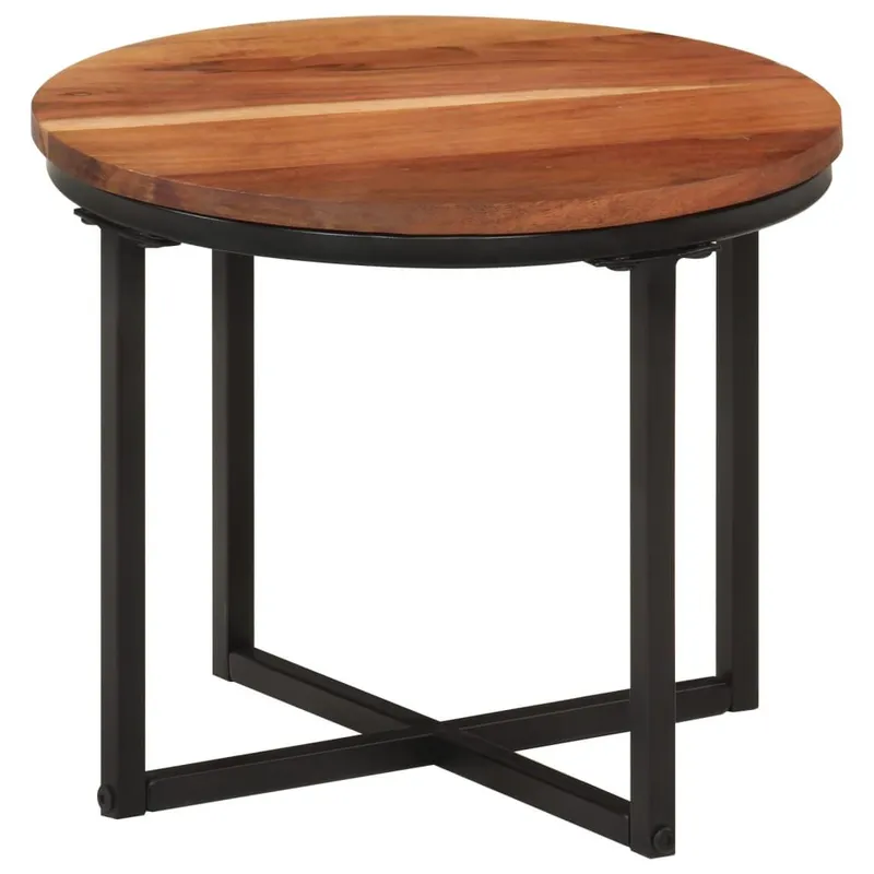 Couchtisch 35x35x30 cm legno massiccio acacia e ferro
