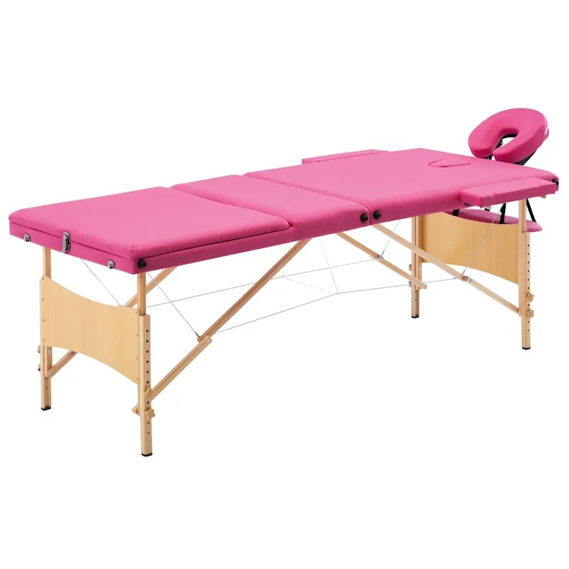 Massageliege Klappbar 3-Zonen con Holzgestell rosa