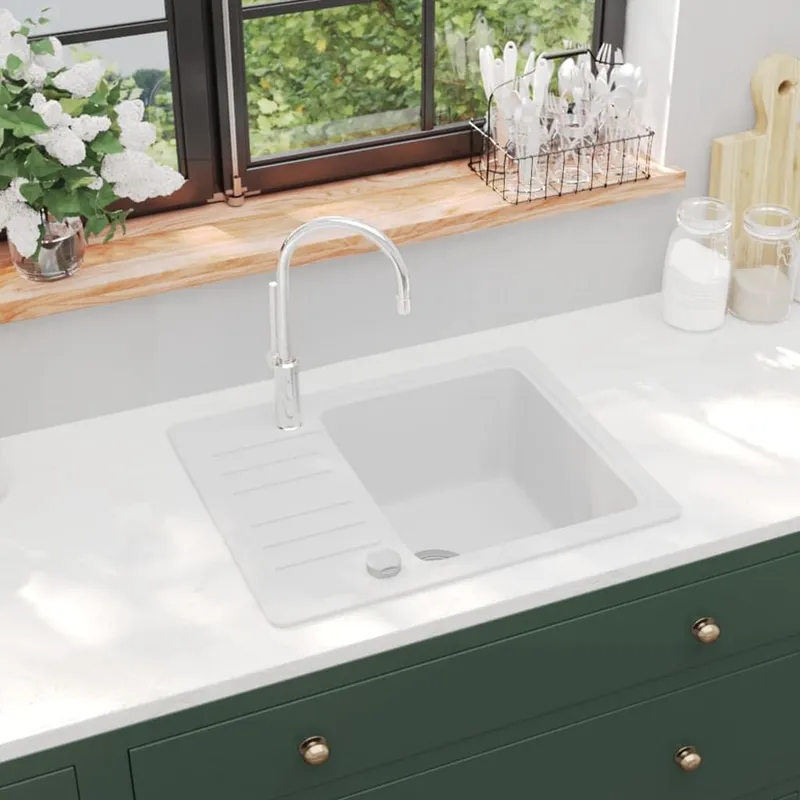 Granitspüle Einzelbecken bianco