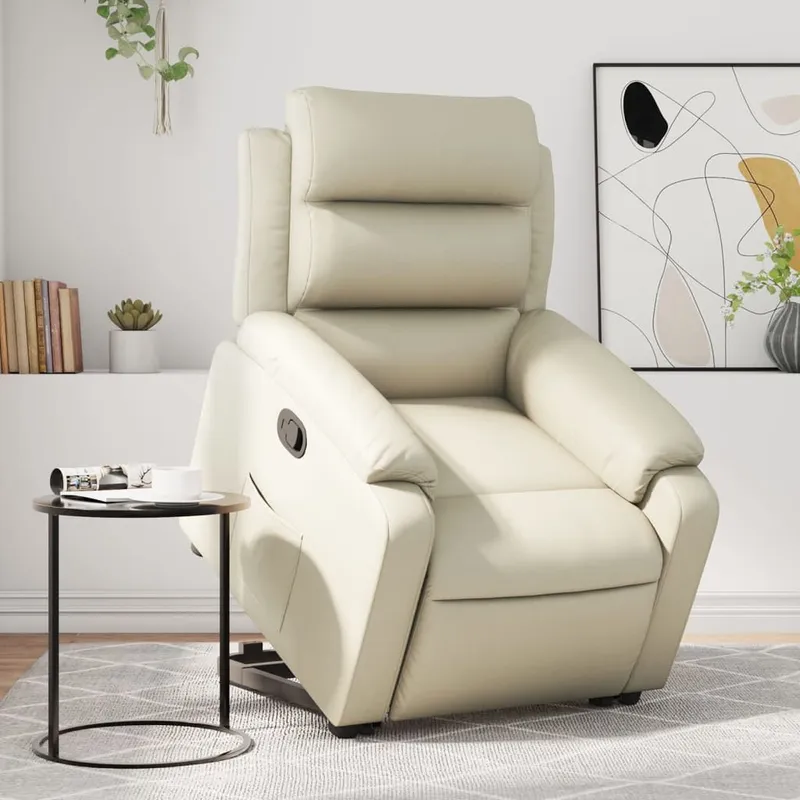 Relaxsessel with Aufstehhilfe cream faux leather