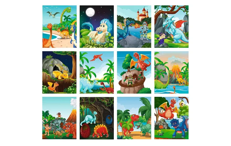 URSUS Bastelset Kratzbilder Drachen and Dinos