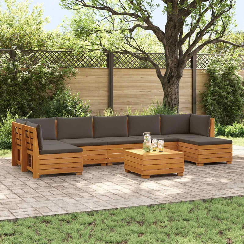 8 Stk. Outdoor-Sofagarnitur Massivholz Akazie Braun