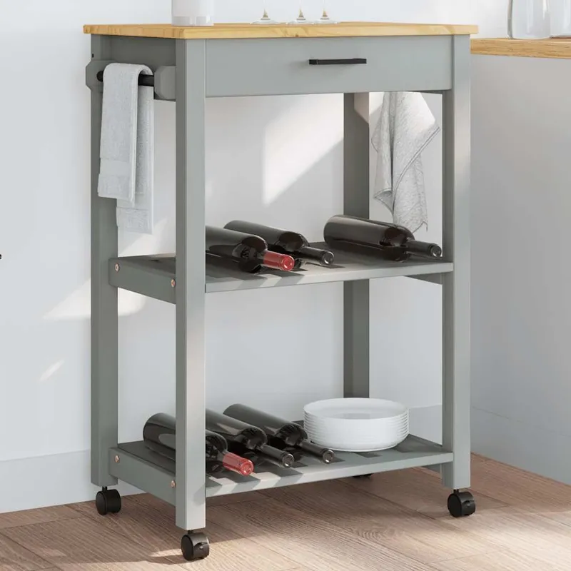 Chariot de cuisine MONZA 60x40x88,5 cm bois massif de pin