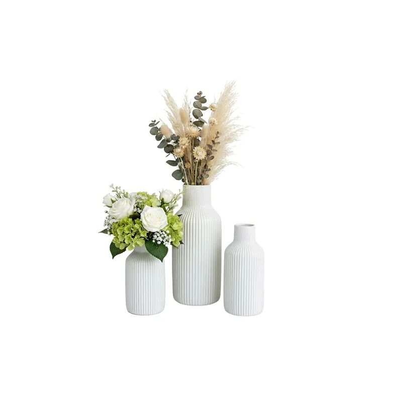 relaxdays Vase 3er Set, bianco