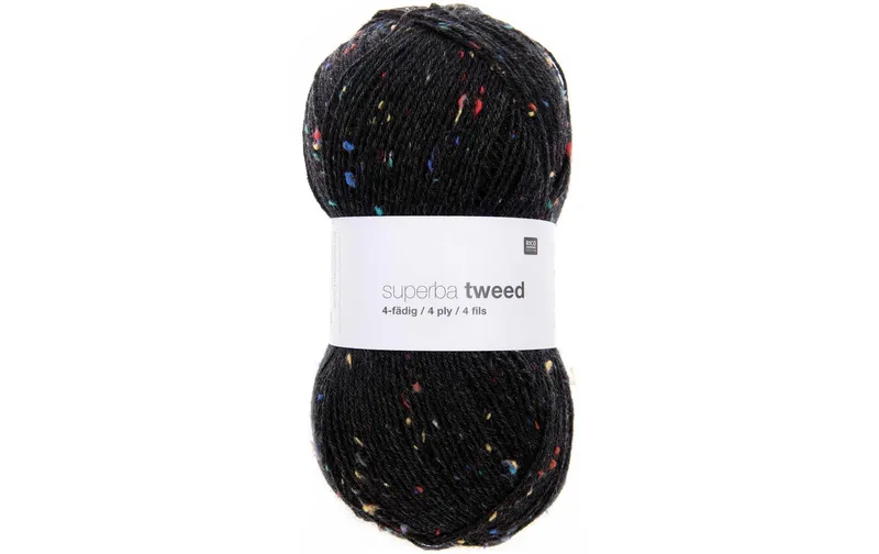 Rico Design Wolle Soft Tweed pour Socken 4-fädig, 100 g, noir