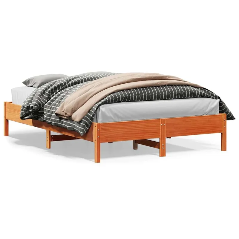 letto in legno massiccio senza materasso marrone cerato 150x200 cm legno di pino
