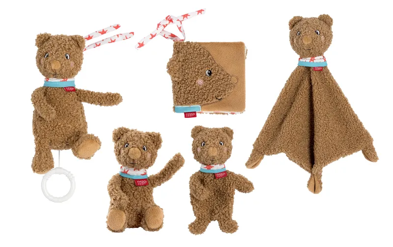 fehn Geschenkset «Bär Fred» mit Spieluhr, Schmusetuch, Stoffbuch