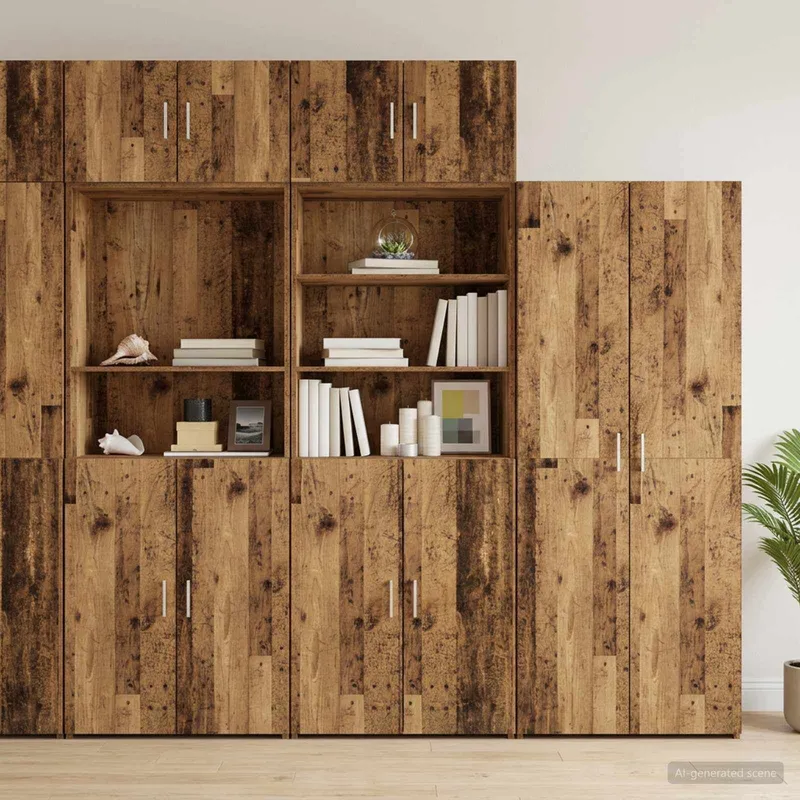 armadio di deposito con ripiani legno antico 70 x 42,5 x 225 cm