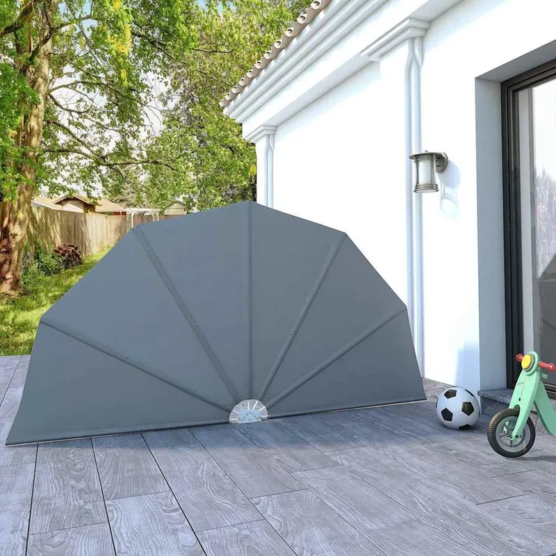Faltbarer Terrassen-Seitenfächer Grau 160 cm
