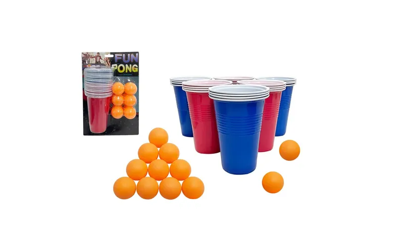 Sombo Partyaccessoire Trinkspiel Fun Pong 24 Becher, 12 Bälle