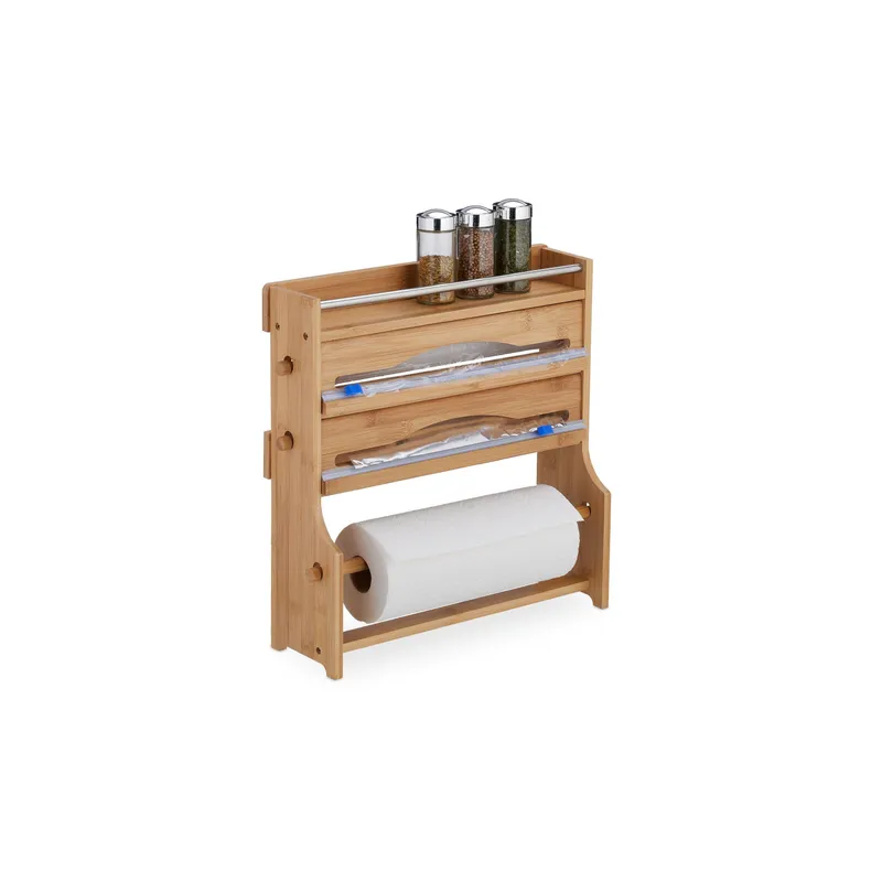 relaxdays Distributeur de film transparent/marron clair