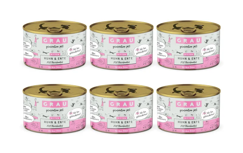Grau Nassfutter Kitten Huhn und Ente 6 x 200 g