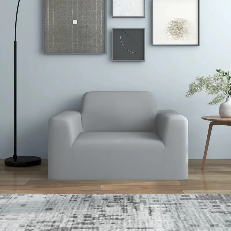 Stretch-Sofahusse grey Polyester-Jersey