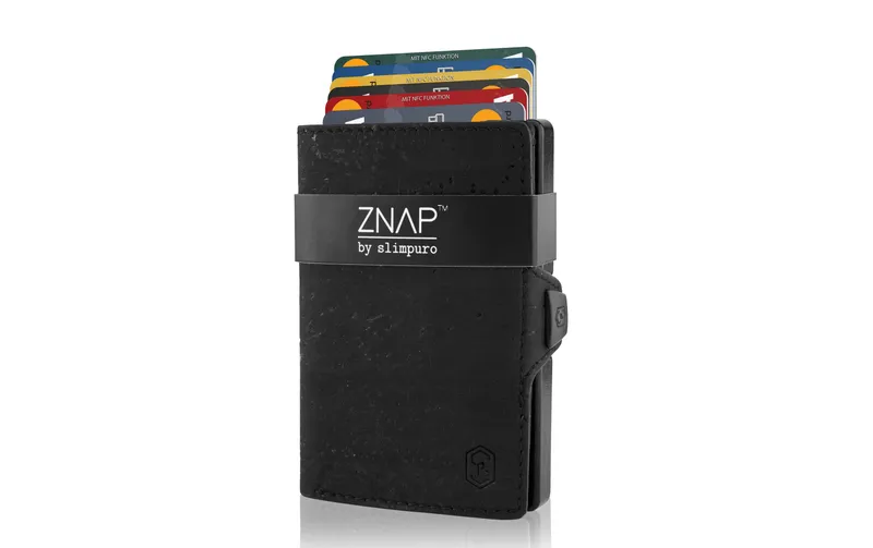 ZNAP Portemonnaie Slim Wallet Kork Black, 8er