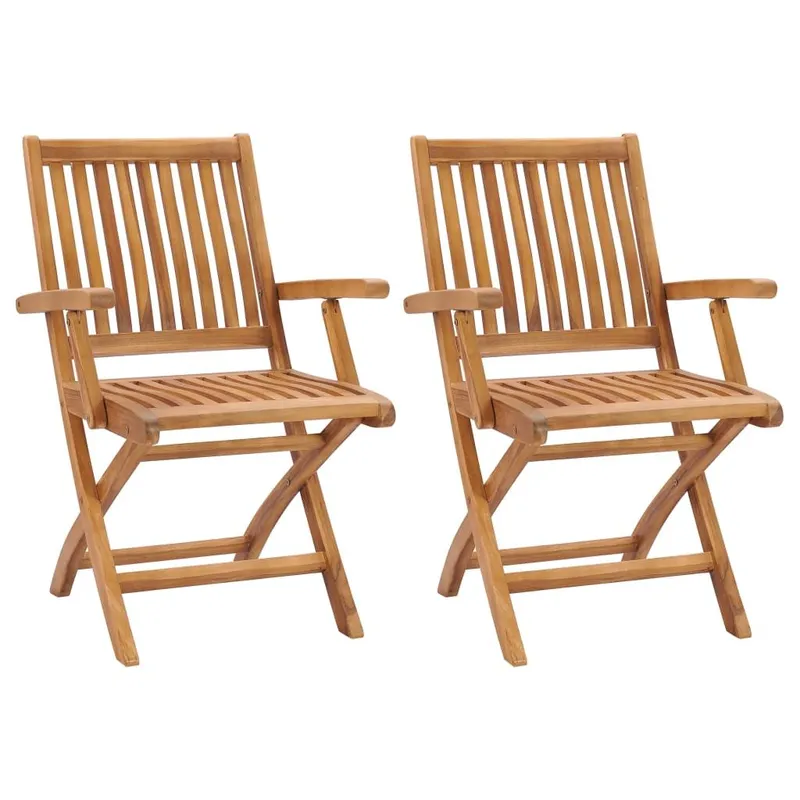 Klappstühle, 2 Stück, Massivholz Teakholz