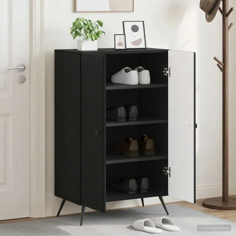 Schuhschrank BREDA 59,5 x 39,5 x 90 cm Holzwerkstoff Schwarz