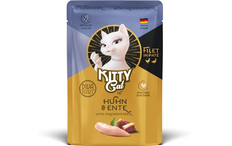 KITTY Cat Nassfutter KittyCat Filét Paté Pouch Huhn, Ente 85 g